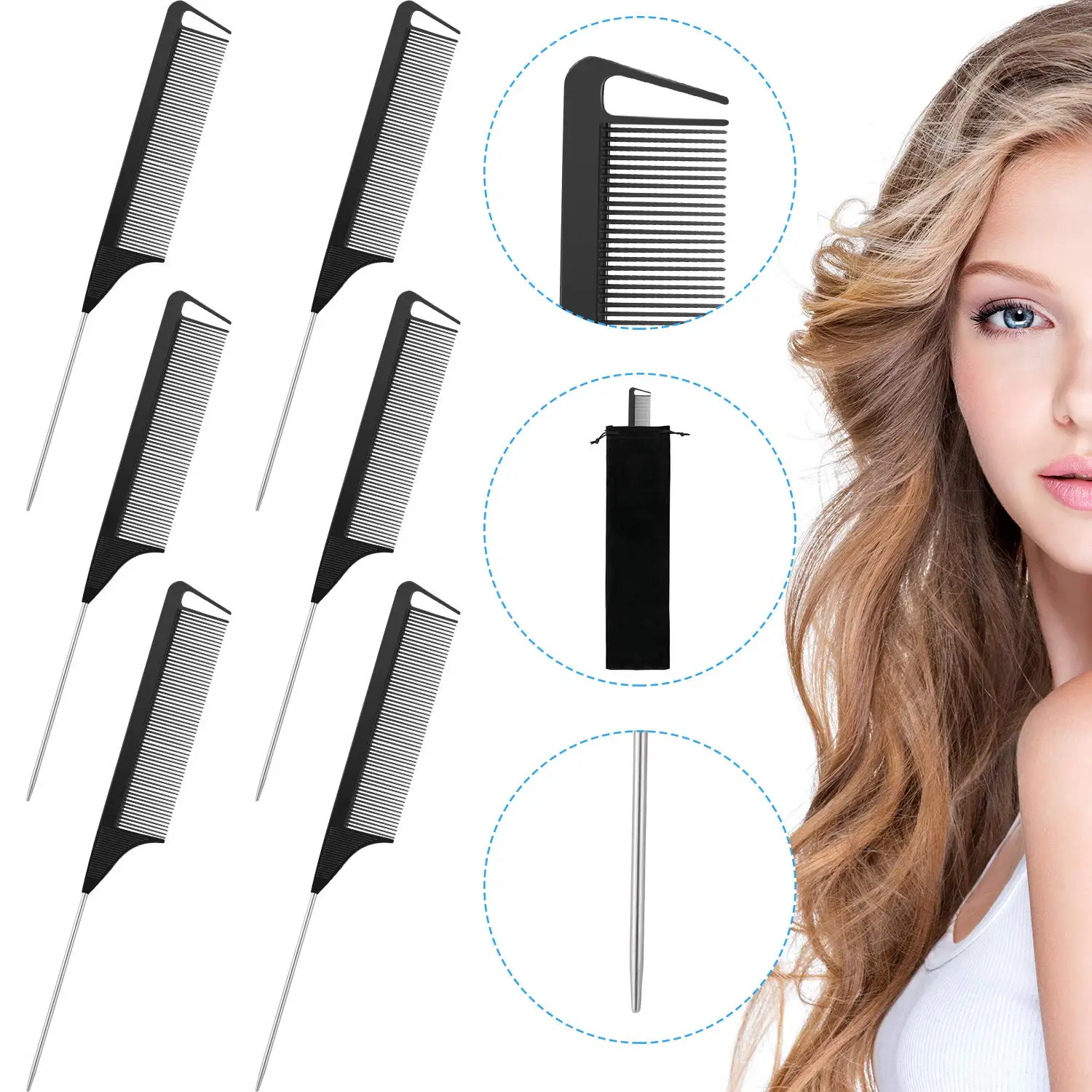 Custom Logo High Quality Black Straight Hair Combs Pro Salon