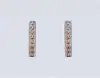 tea brown color simple ear studs for women with pure sterling 925 silver bar earrings with little diamond fill around