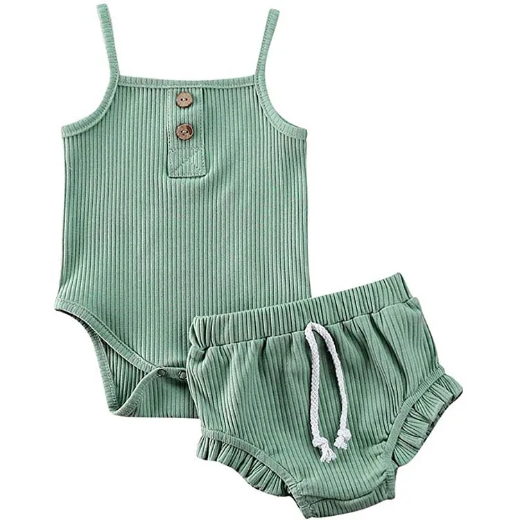 Factory Cheap Newborn Knitted 100 Cotton Clothes Ruffled Vest Top