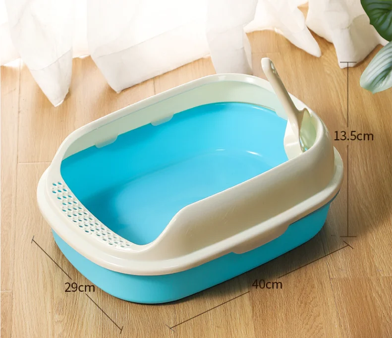 Cat Litter Box Open Top Pet Litter Tray Portable Semi Closed Cat Sand