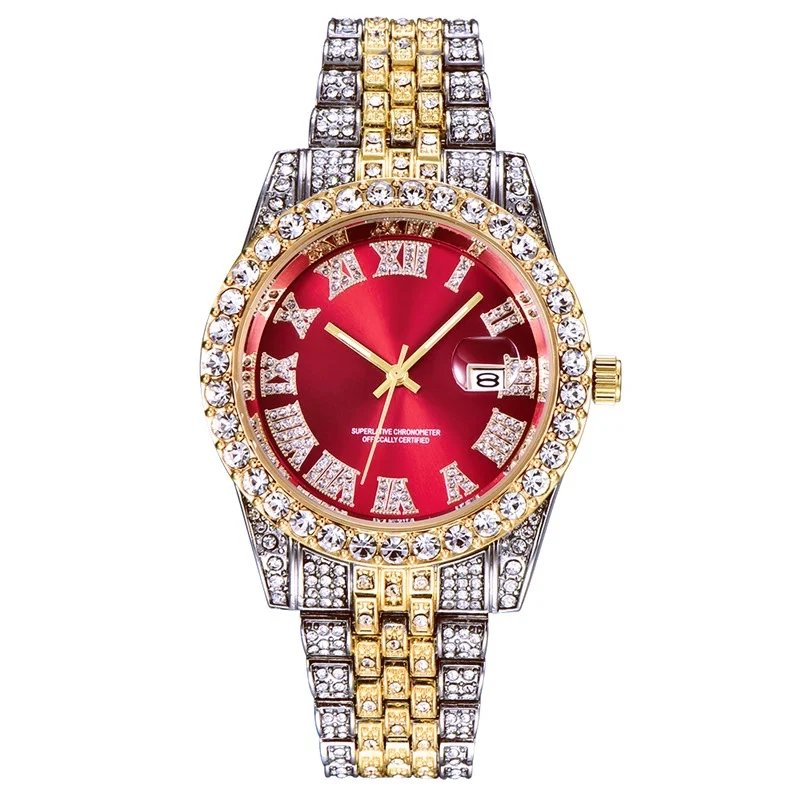 

High quality cheap Diamond Quartz Watch Set Ice Hip Hop Watch Reloj Hombr Men Watch