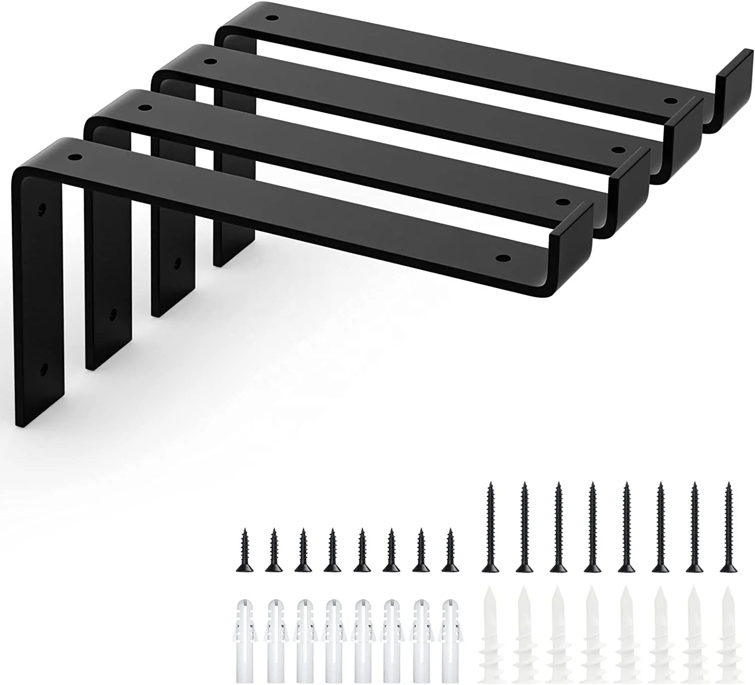 L Black Wall Shelf Brackets Heavy Duty Diy Open Shelf Hardware Includes