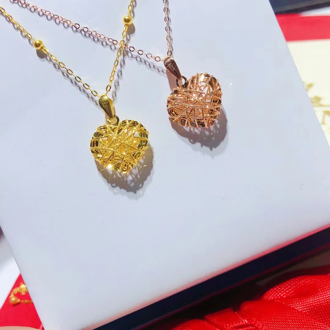 Shenzhen Jewelry Factory 18k Real Solid Gold Heart Pendant Bird Nest
