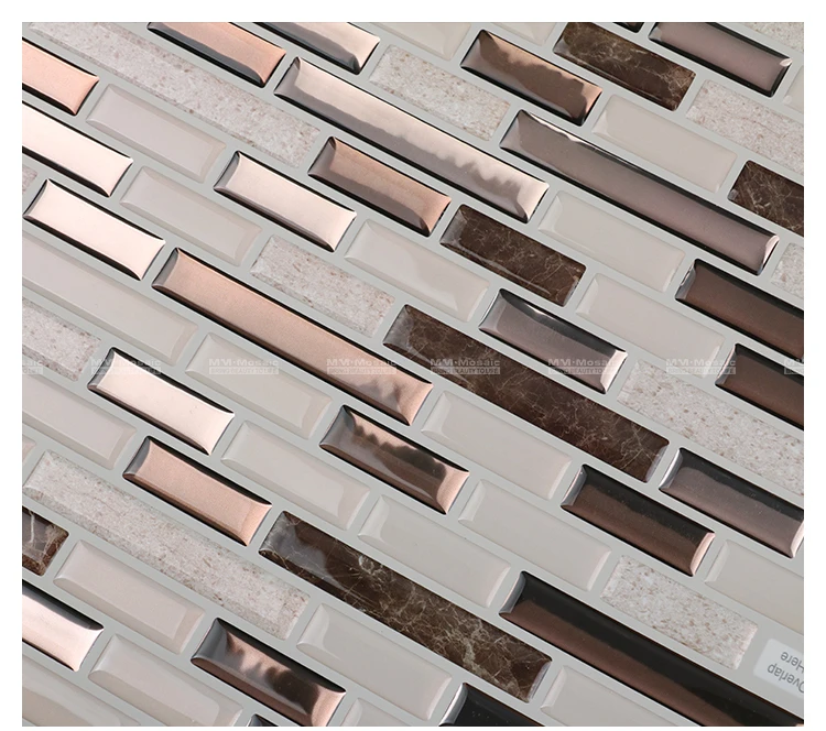 Nogrout Selfadhesive Mosaic Water Proof Heat Resistant Peel And Stick Tiles For Wall Back