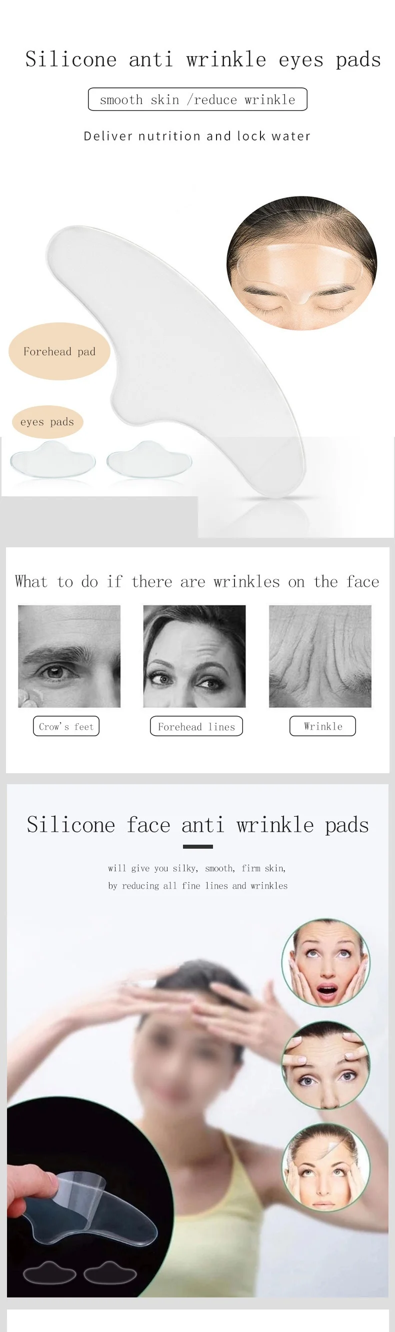 Anti Wrinkle Eye Forehead Face Pad Reusable Medical Grade Silicone ...