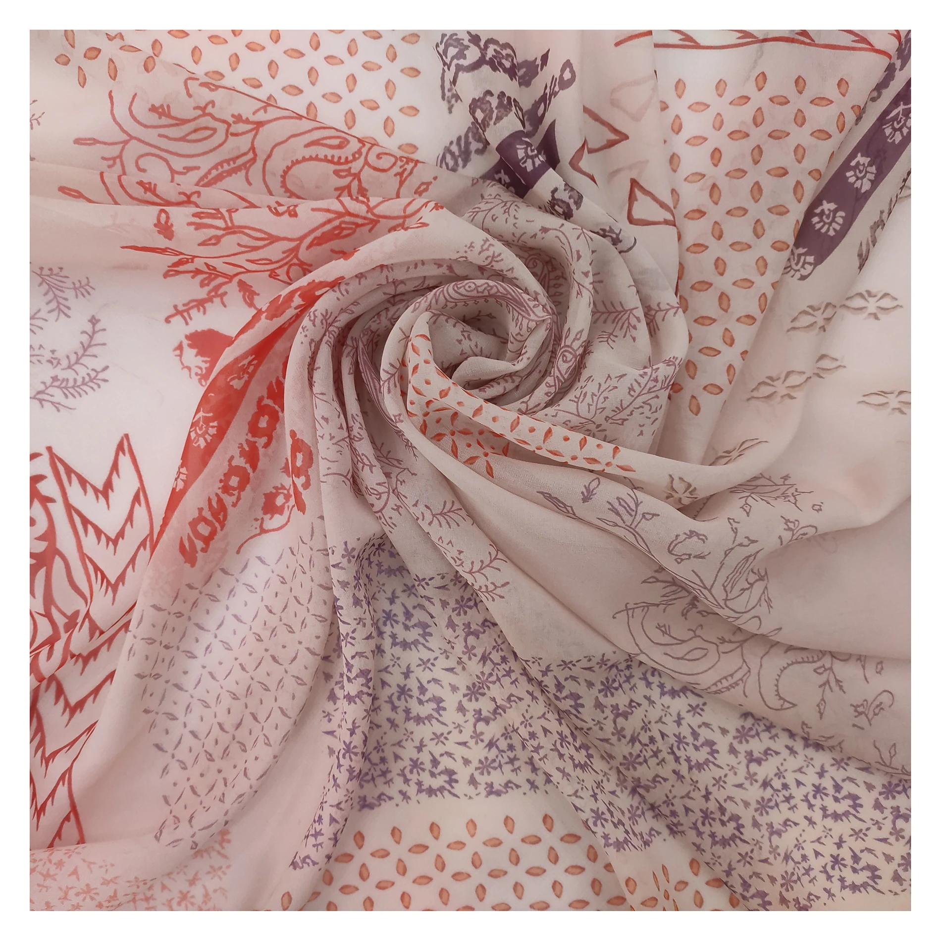 American Crepe Tela Floral Multicolor En Marfil 45/" Precio Por Metro