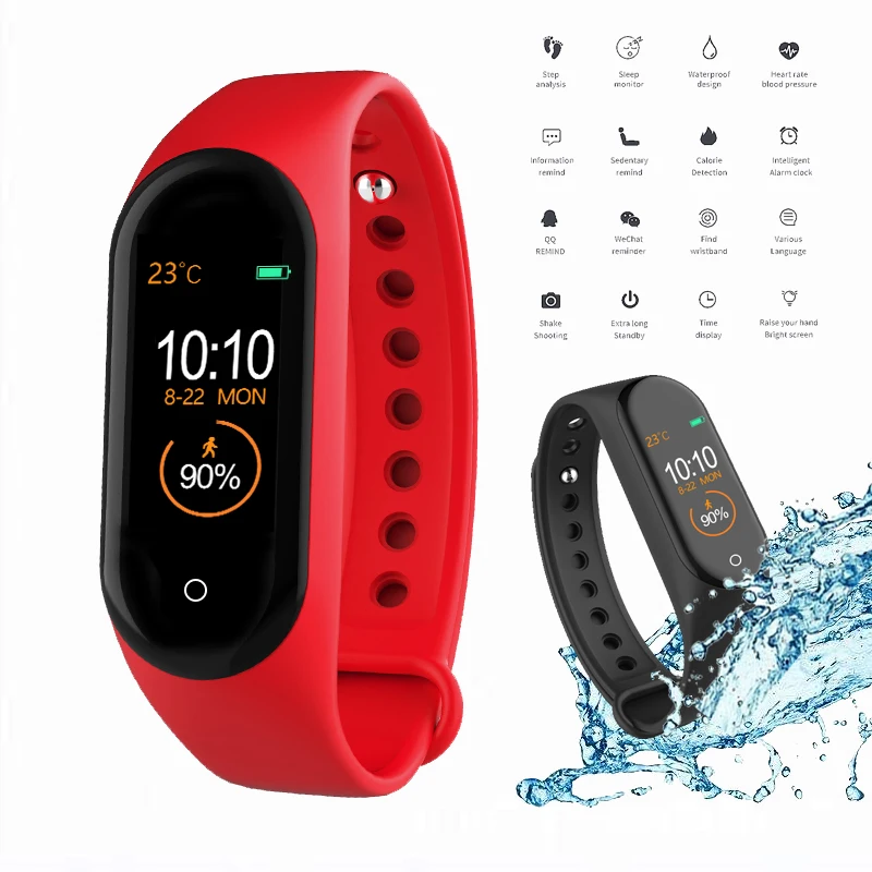 

Free Samples 2021 Hot Selling Waterproof Fitness Tracker Oxygen Blood Pressure Monitor Sport Bracelet Smart Watch M4 Smartwatch, Rred, black, navy blue