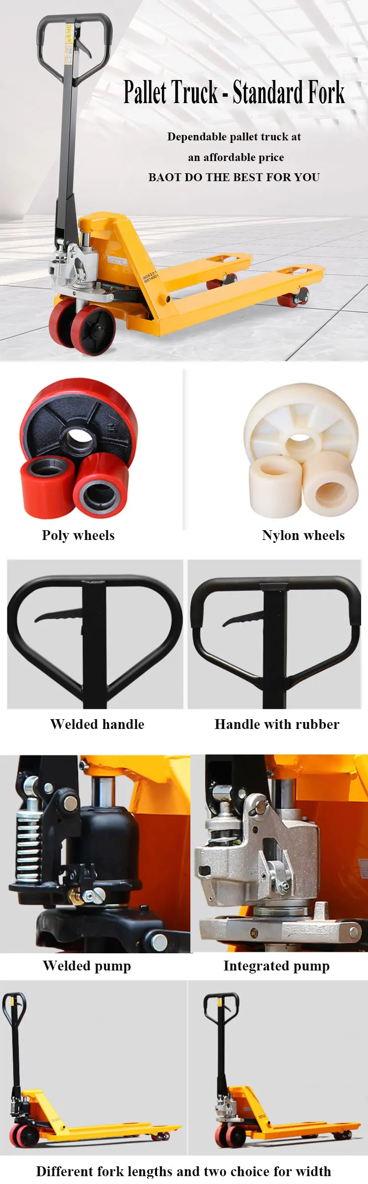 Nylon Wheel 2500kg hand pallet jack