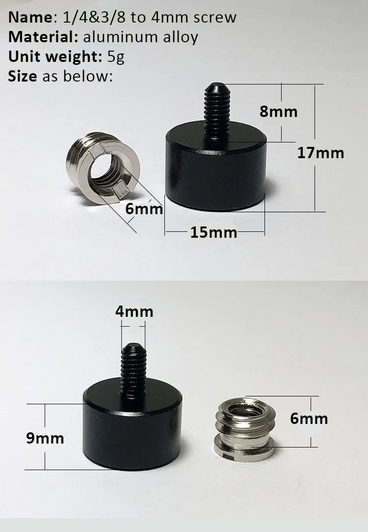 Aluminum Alloy 4mm Screw Connector With 1/4 And 3/8 Female Thread For