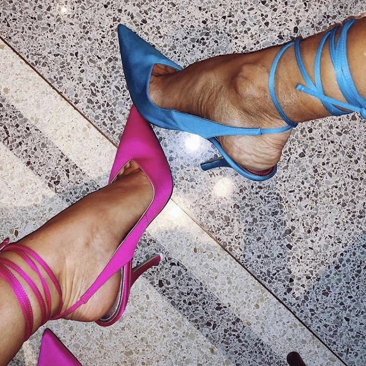 Wholesale Neon Color Satin Lace Up 