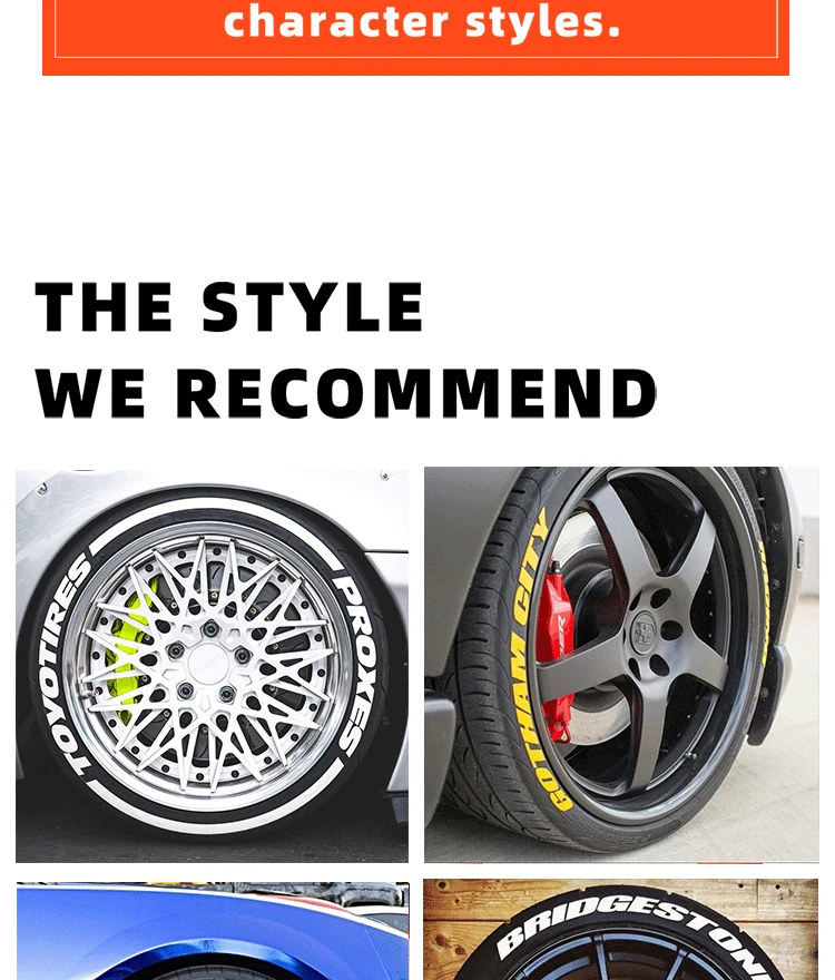 Car Tire Wheel Sticker Universal 3D Logo Custom Style Wheel Letter Decor Decal 