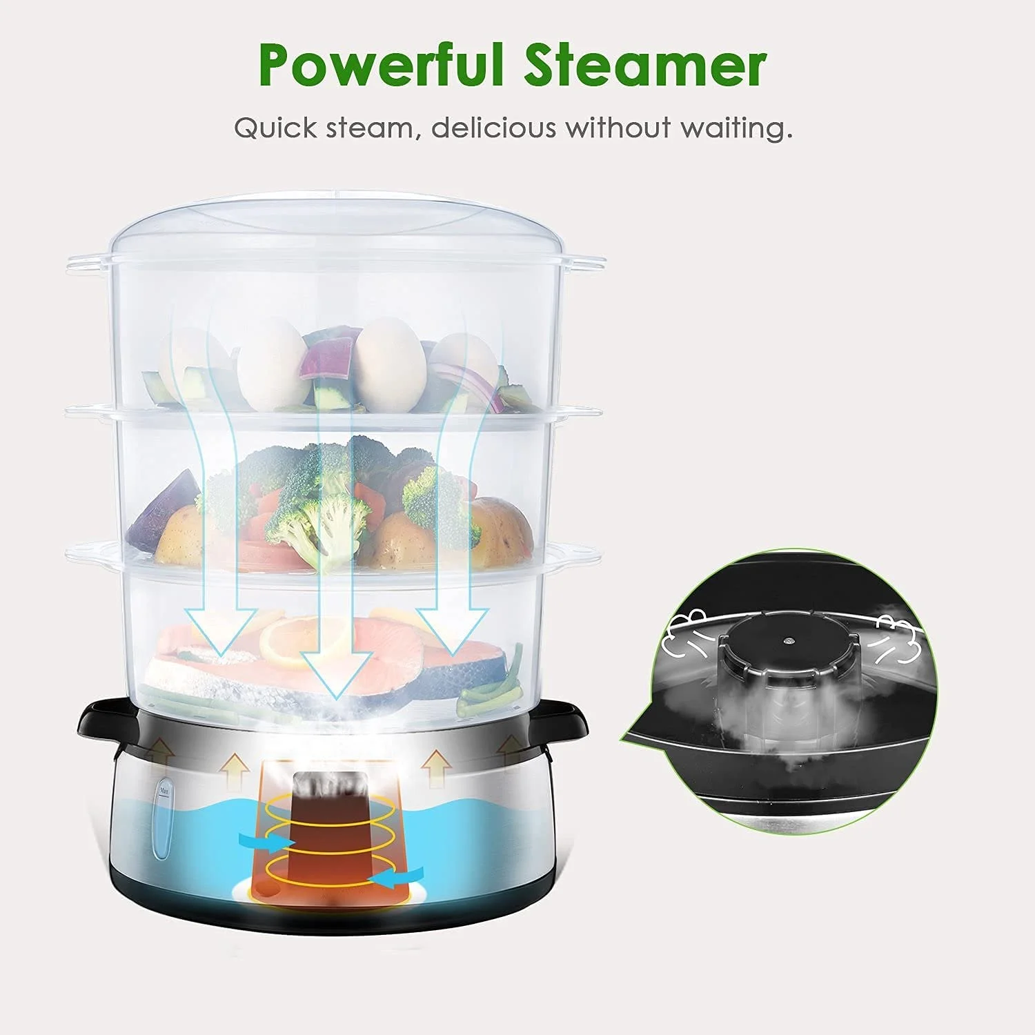 Electric 3 Tier Food Steamer Vegetable Steamer Bpafree For Cooking