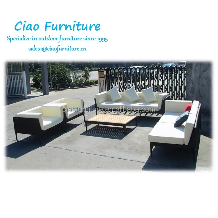 Waterproof aluminum rattan patio sofa modular sectional wicker sofa modern outdoor sofa