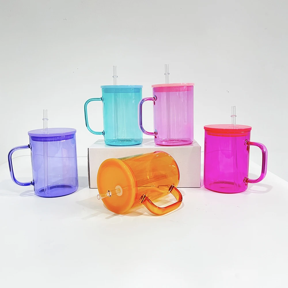 Jelly Candy Transparent Coffee Mug 17oz Sublimation Coffee Mug Single Wall  Glass Cup Mugs with Plastic Lid and Straw| Alibaba.com