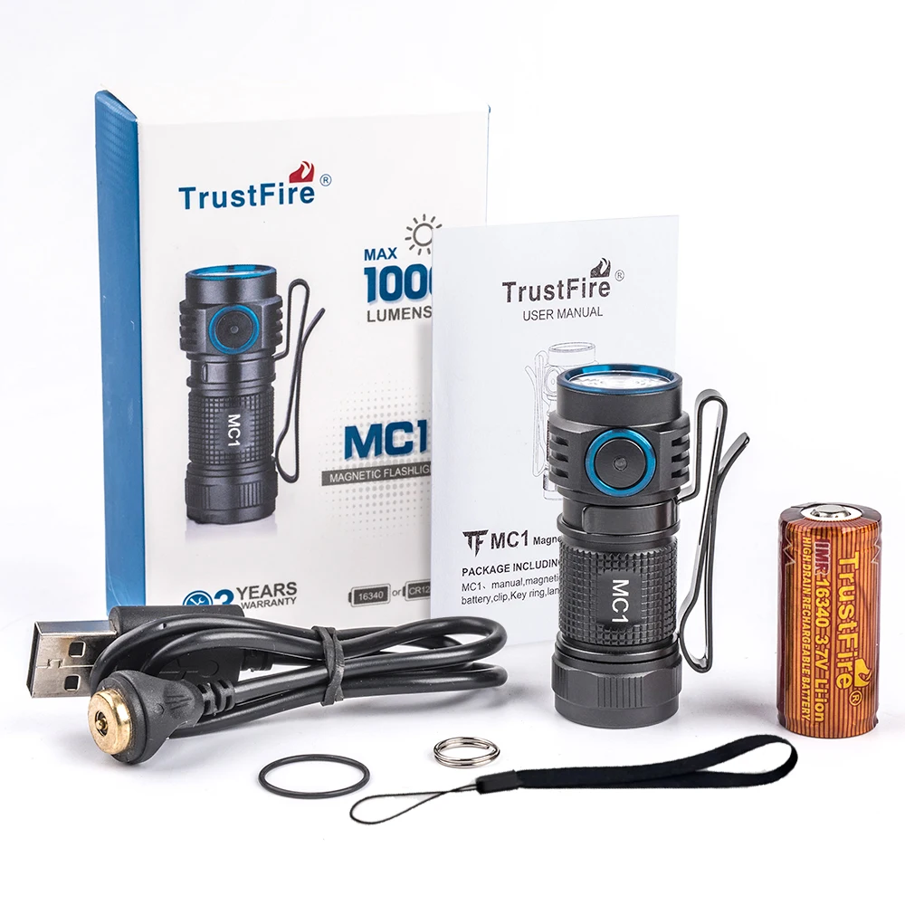 Trustfire Mc1 Magnetic Usb Rechargeable Flashlight Pocket Clip Torch