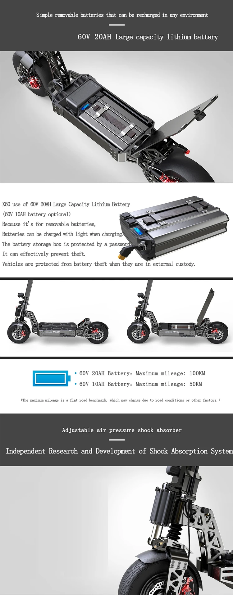 2020 mercane electric scooter 2000w off road scooter 2000w battery swappable e scooter 2000w