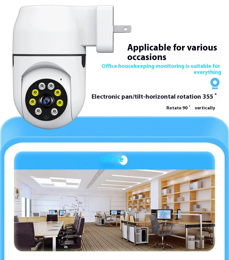 Cloudbirds V360pro Dome Indoor Smart HD Camera Wifi Dual Rotate Plug Security Alarm Pushing Function Zoom DVR Data Storage