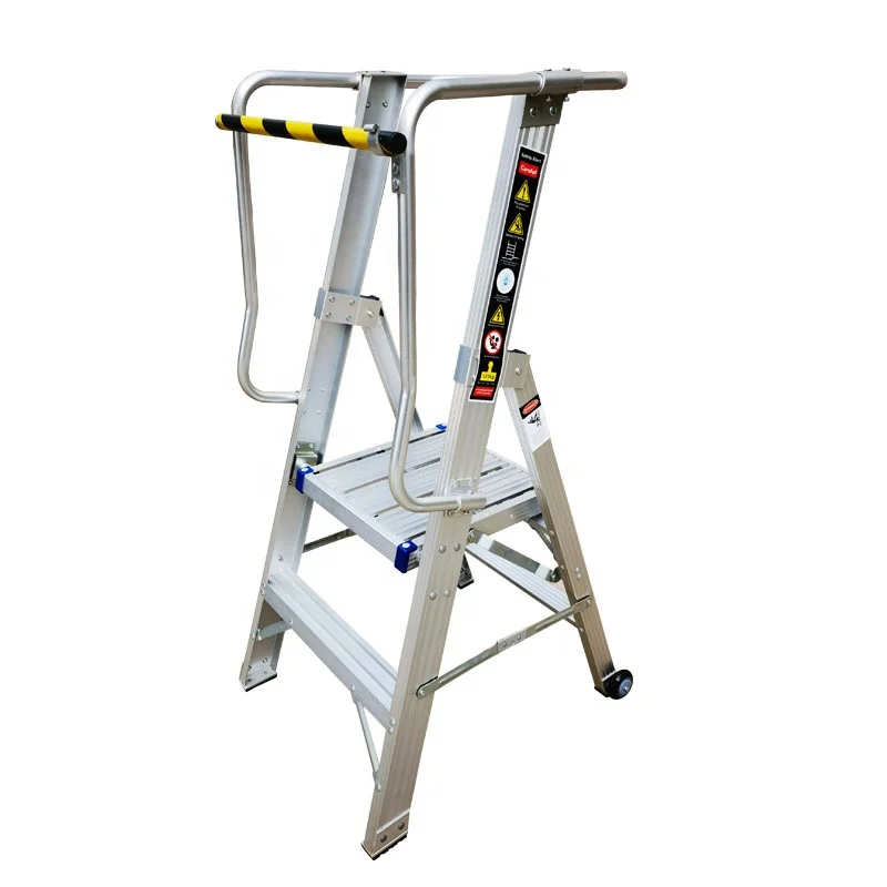 2 Steps Folding Aluminum Stair Work Platform Ladder Portable Stair