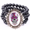 Wholesale Custom Jewelry Acrylic Resin Black Beads Bracelet Modeling Ghost Head Bracelet Halloween
