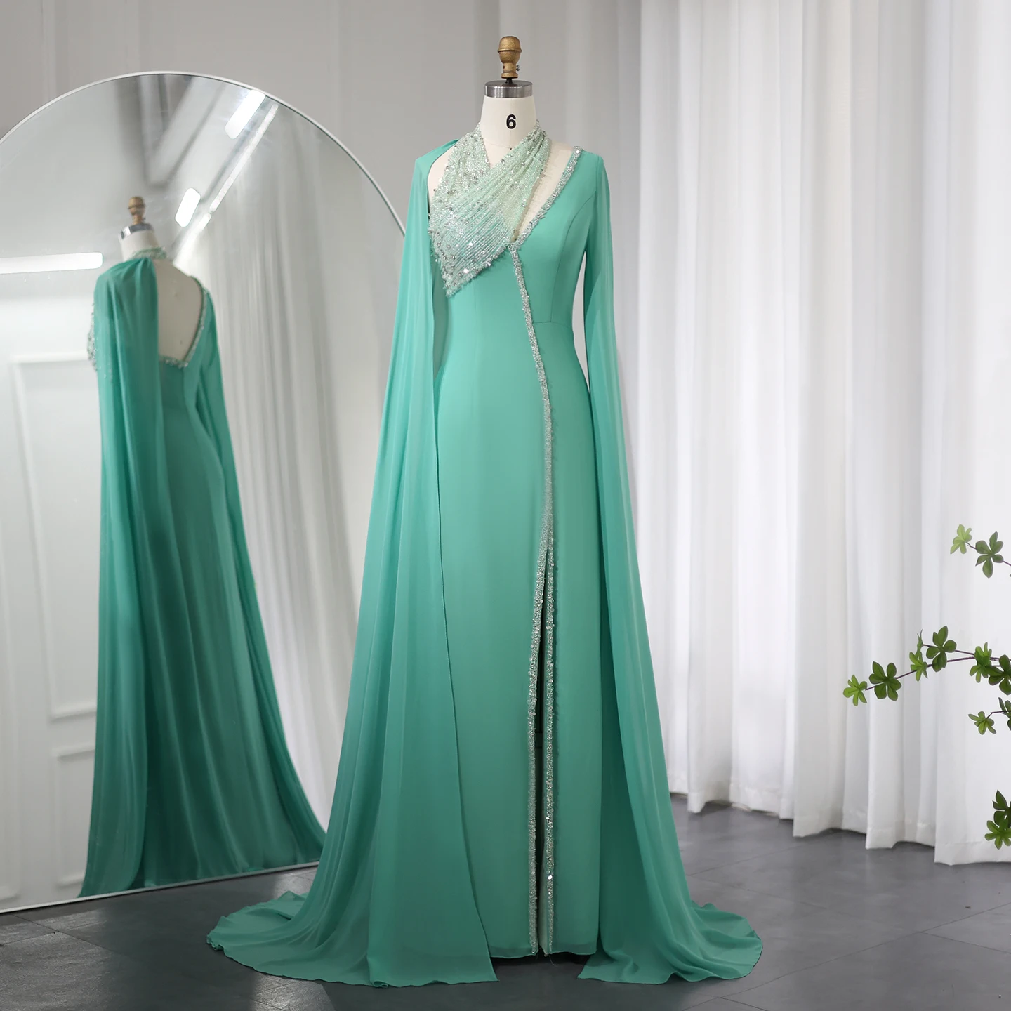 green dress dubai Serene Hill Sage Green Mermaid One Shoulder Beaded Crysal Luxury Dubai Evening Dresses Gowns For Women Party 2025 LA72419
