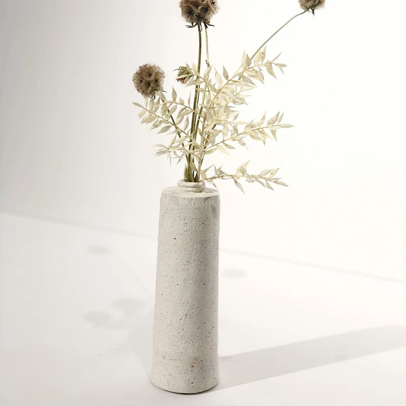 Home decor antique style cheap tall  concrete bud flower vases for living room.jpg