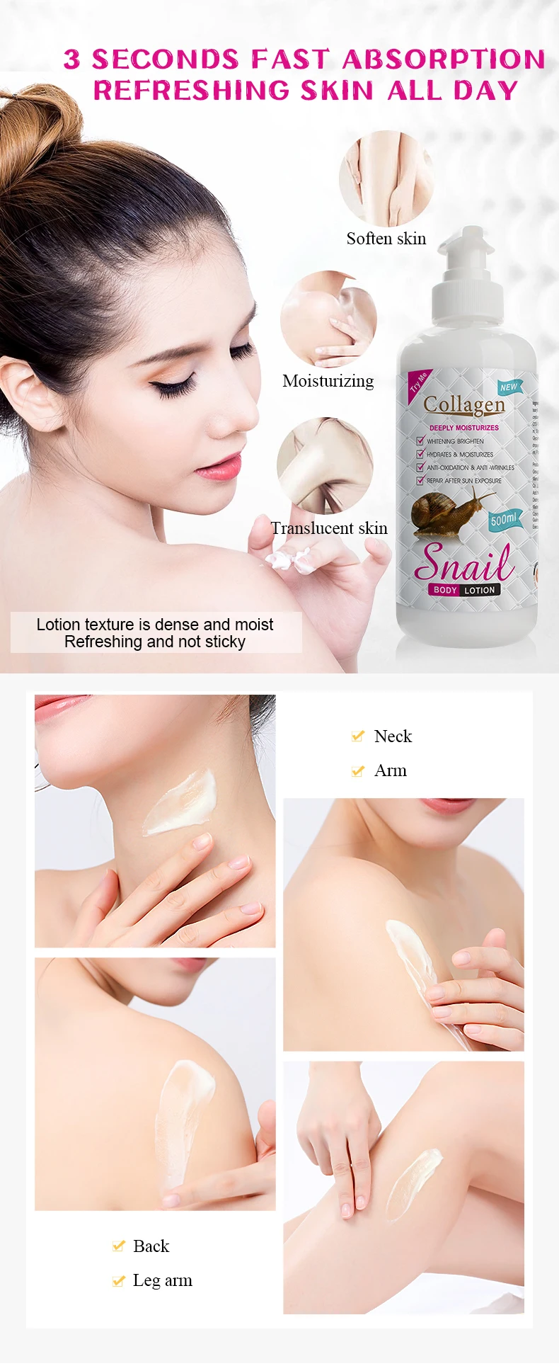 Best Body Lotion Whitening Moisturizing Snail Collagen Body Lotions