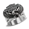 New arrival punk style jewelry titanium steel casting the eagle wings harley ring wholesale for men