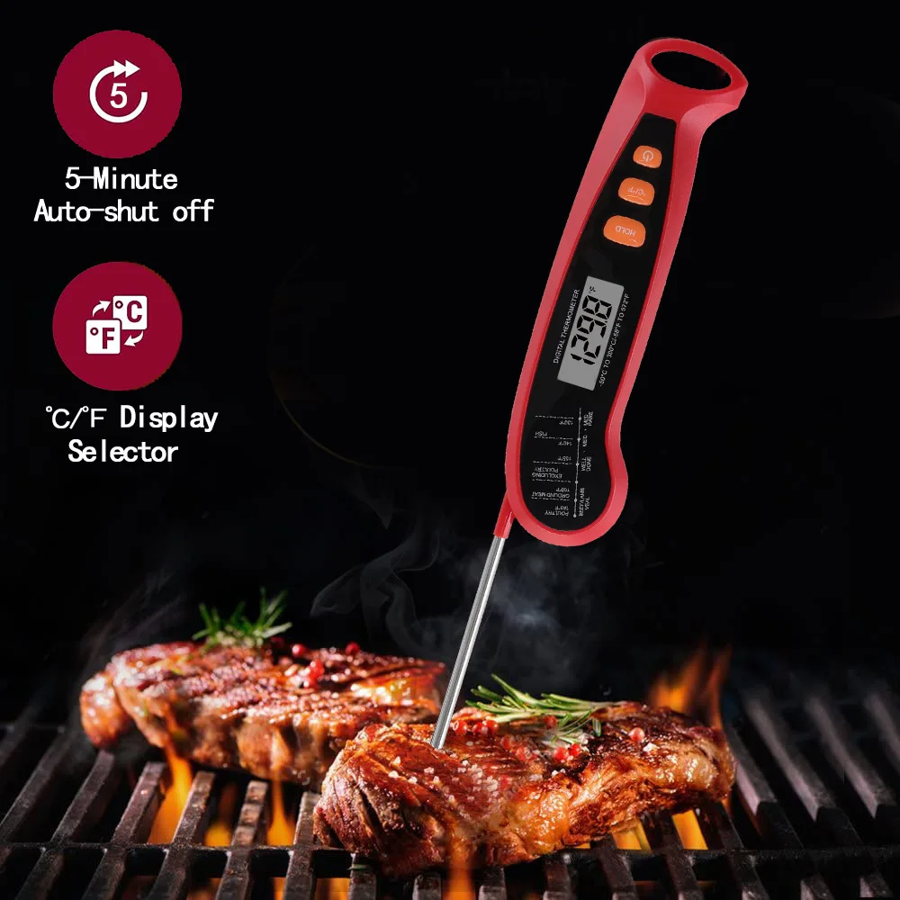 Foldable Digital Plastic Waterproof Battery Powered Multifunctional Oven BBQ Thermometer High Temperature Resistant Thermometer factory