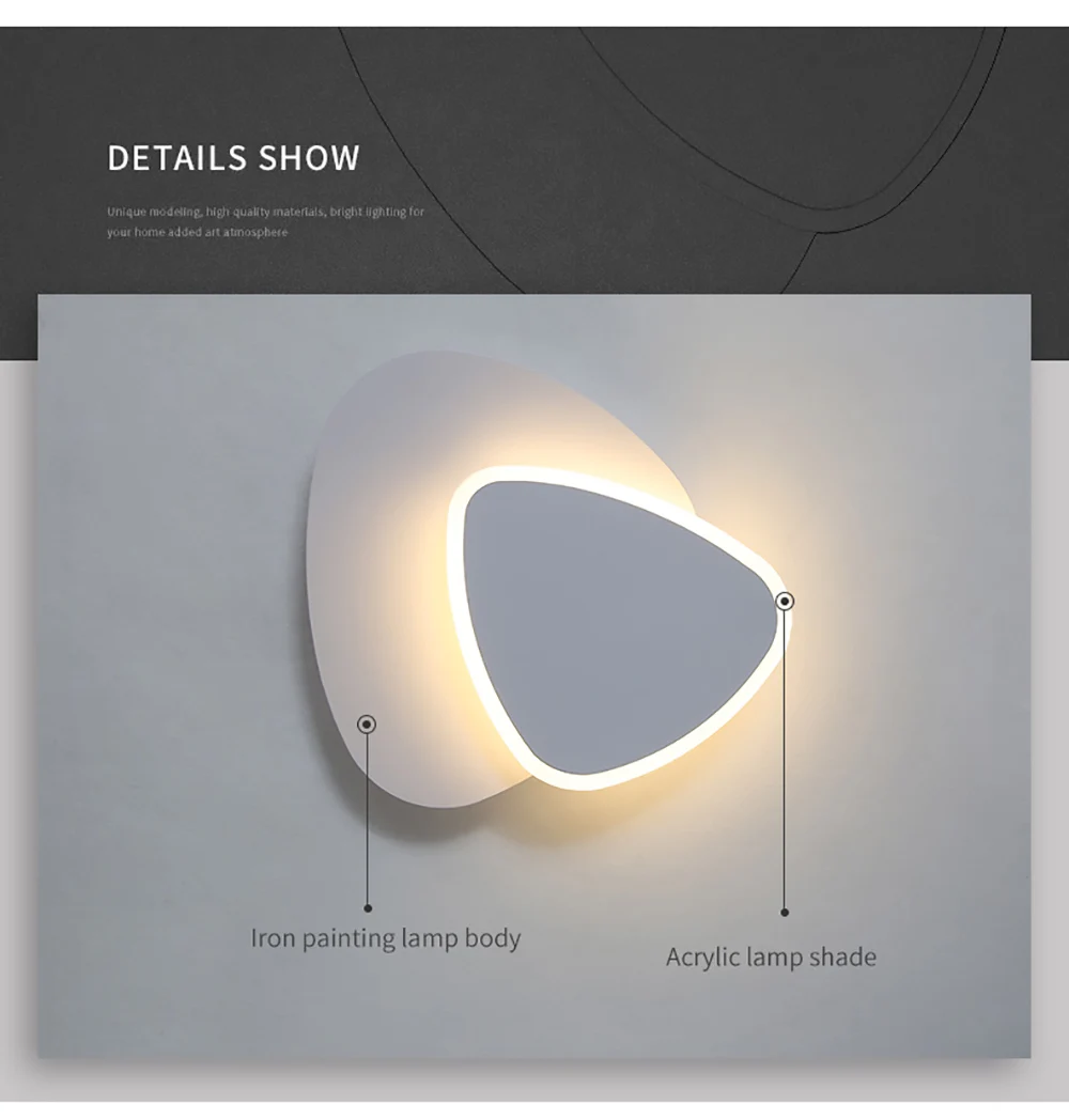 New design 18W 24W indoor wall light triangle 180degree rotatable white LED night light