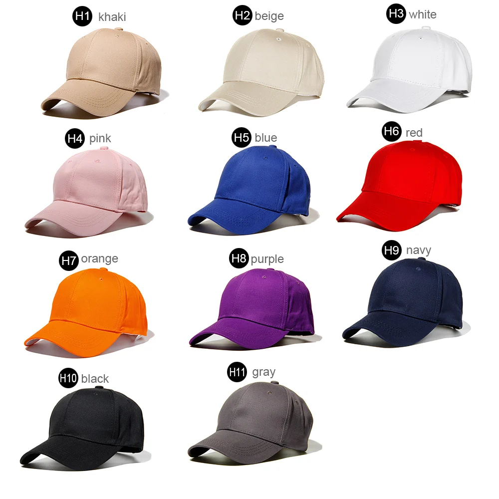 Custom Logo Blank Plain Cotton Baseball Caps 6 Panel Dad Hats Colorful