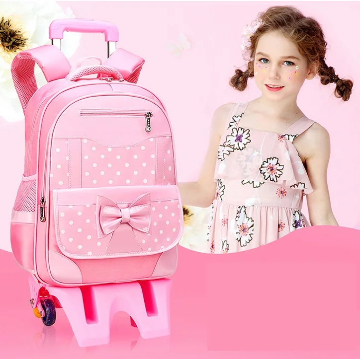 product-mochilas Cute Children School Bags Kids Travel Rolling Luggage Bag Trolley School Backpack G