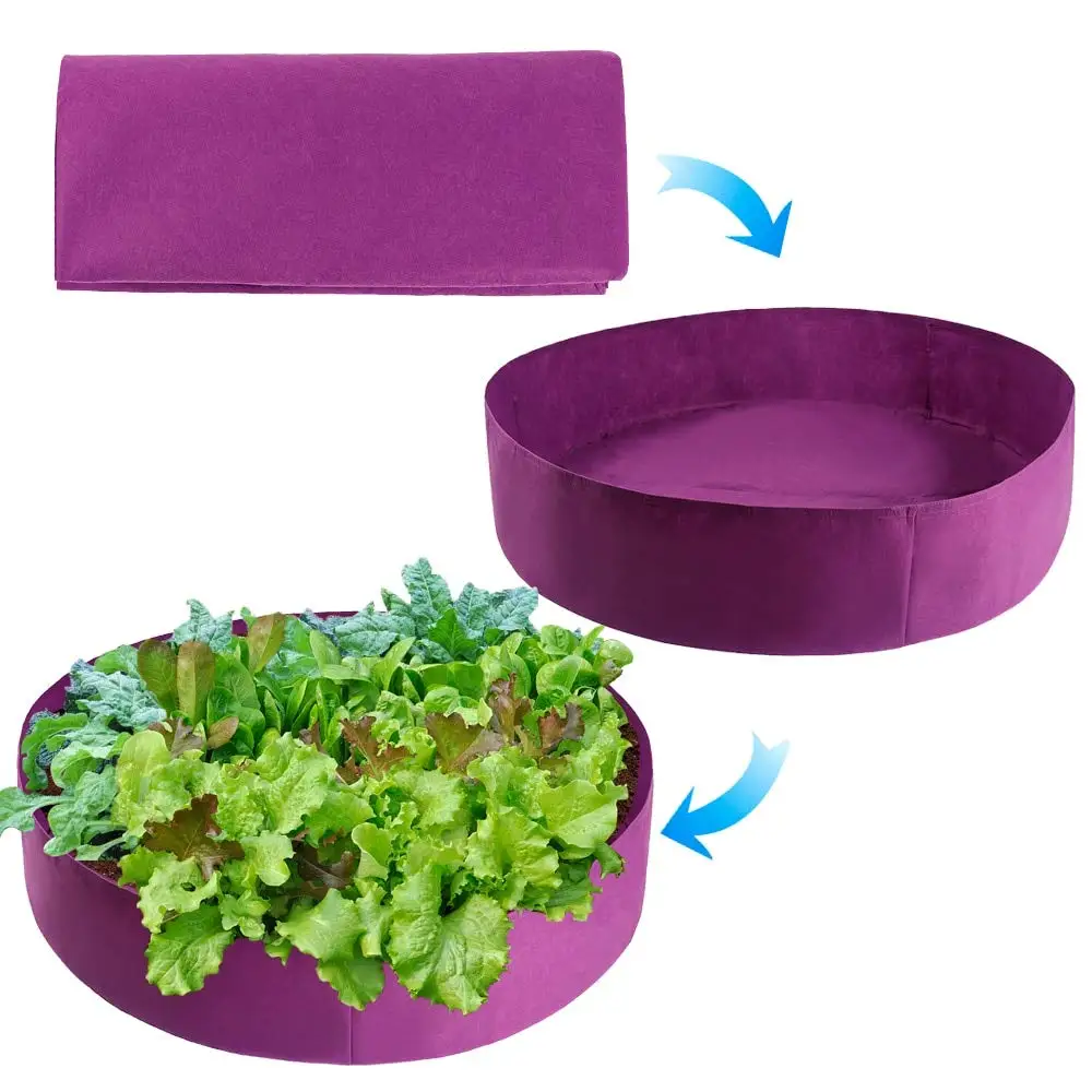 Breathable Felt Fabric Planter Grow Bags For Plants Garden Bed Round