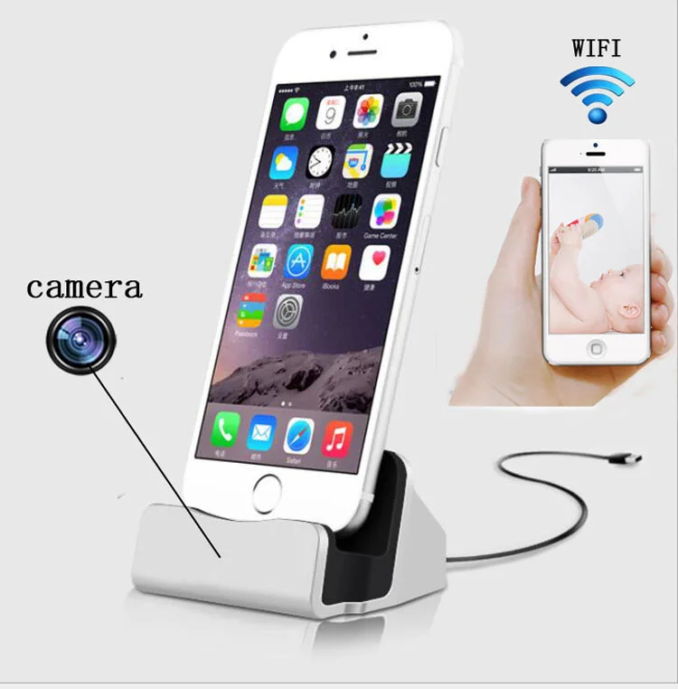 Remote Monitor Hidden Camera Wireless Dock Charger Spy Camera Wifi