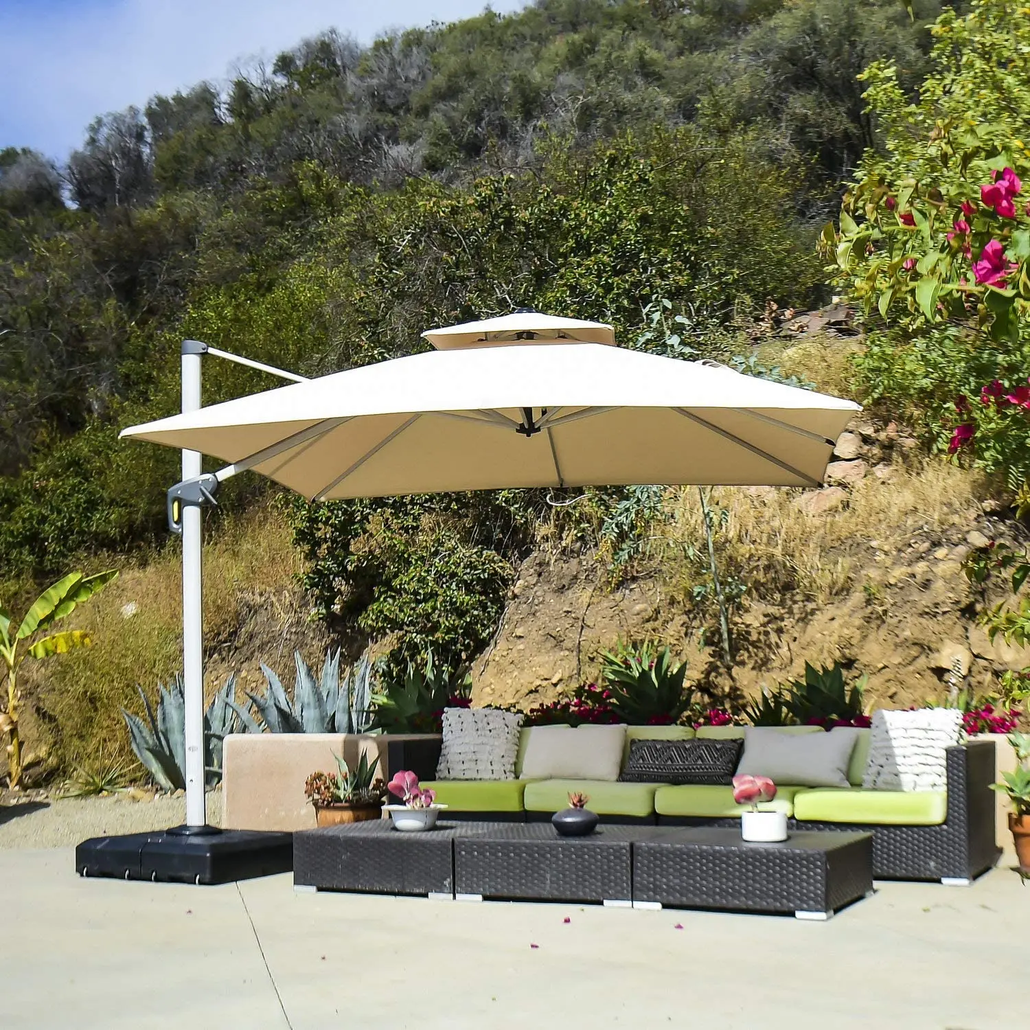 Umbrella outdoor patio cantilever offset red ft hanging ribs amazon parasols furniture shades