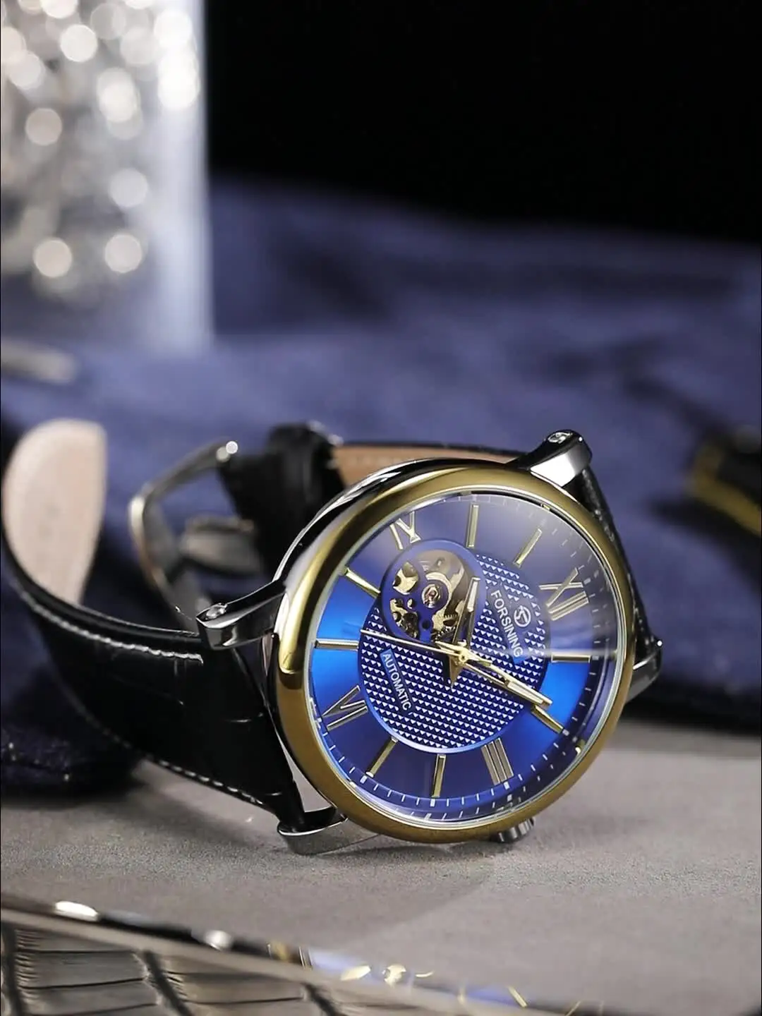 FORSINING Orologio automatico da uomo, con quadrante triangolare, meccanismo di lusso, orologio da polso da uomo, Nero , Militare