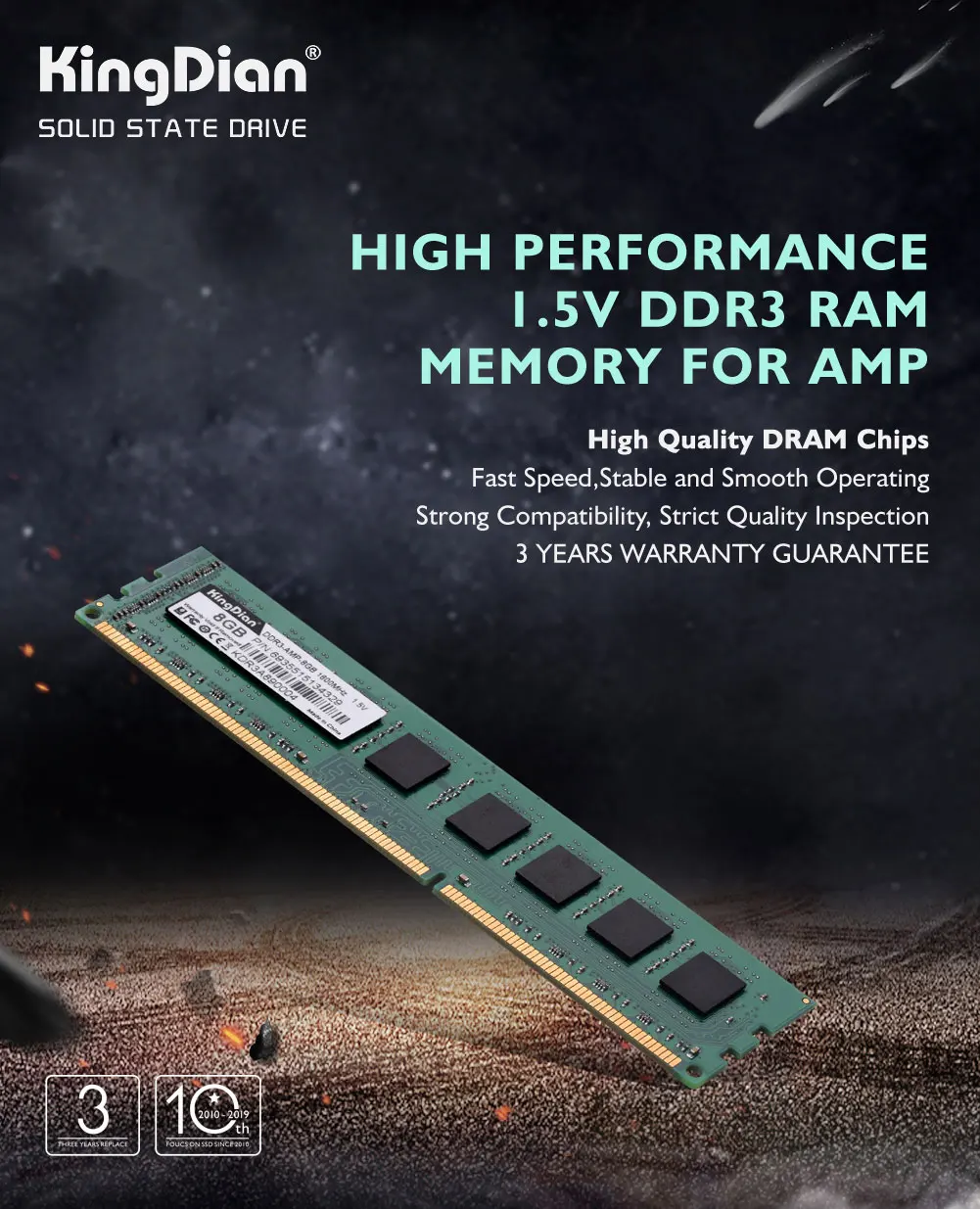 KingDian Stable Compatibility Computer Ram 8gb Ram Memory Ddr3 1600mhz For AMD AMP