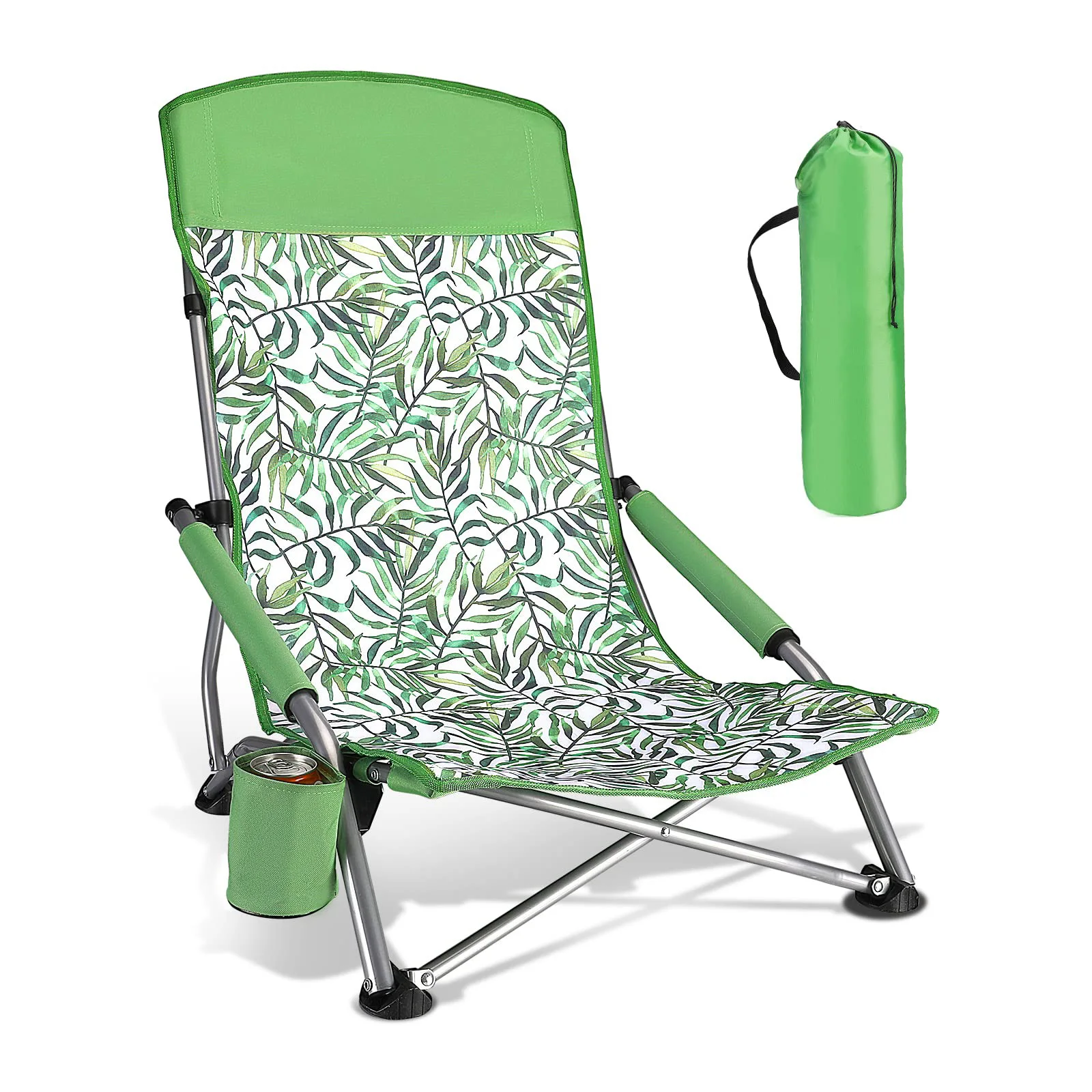 Outdoor Folding Beach Chair Portable Folding Chair With Cup Holder And