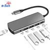 E-sun 2019 popular Product 6 in 1 Usb C Hub USB 3.1 Adapter Transfering Multi UHD Usb Type c Hub/Docking