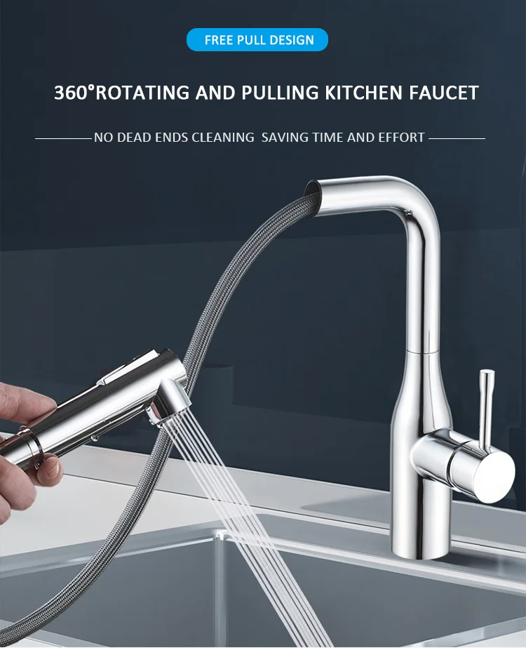 New Style Brass Fashion Pull Out Sprayer Kitchen Taps Sink Faucet