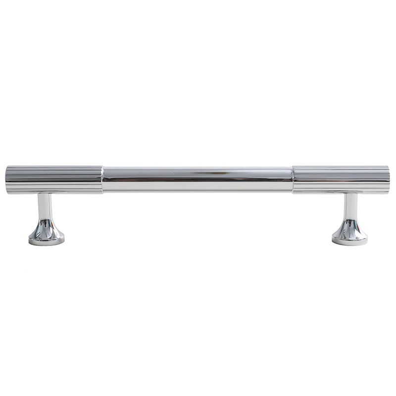 Bright Chrome Vertical Lines Solid Brass Drawer Knobs
