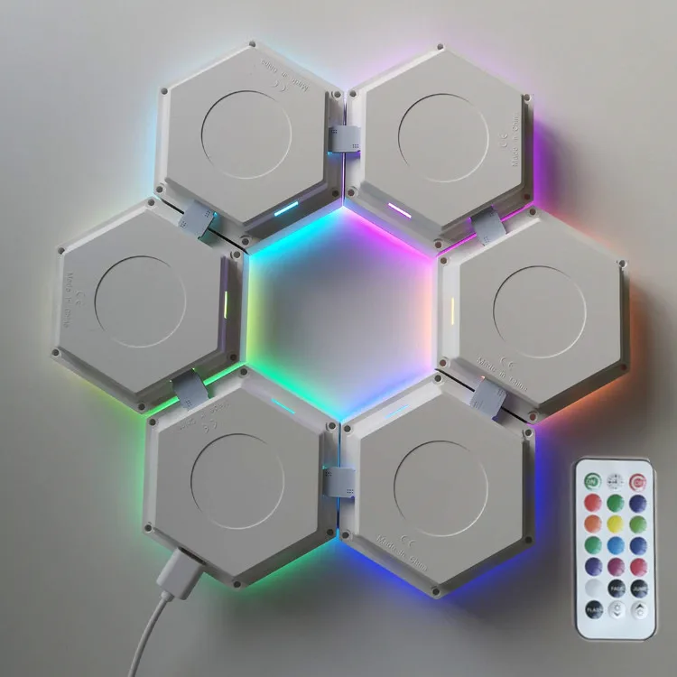 Quantum Hexagonal Led Night light Honeycomb Wall Lamp Inductive Touch  Dimmer Led Touch Bedside Light