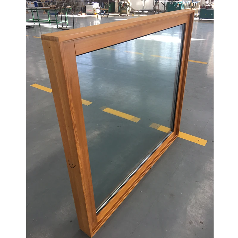 Top quality big size fixed type with divided grills aluminum cladding wood windows