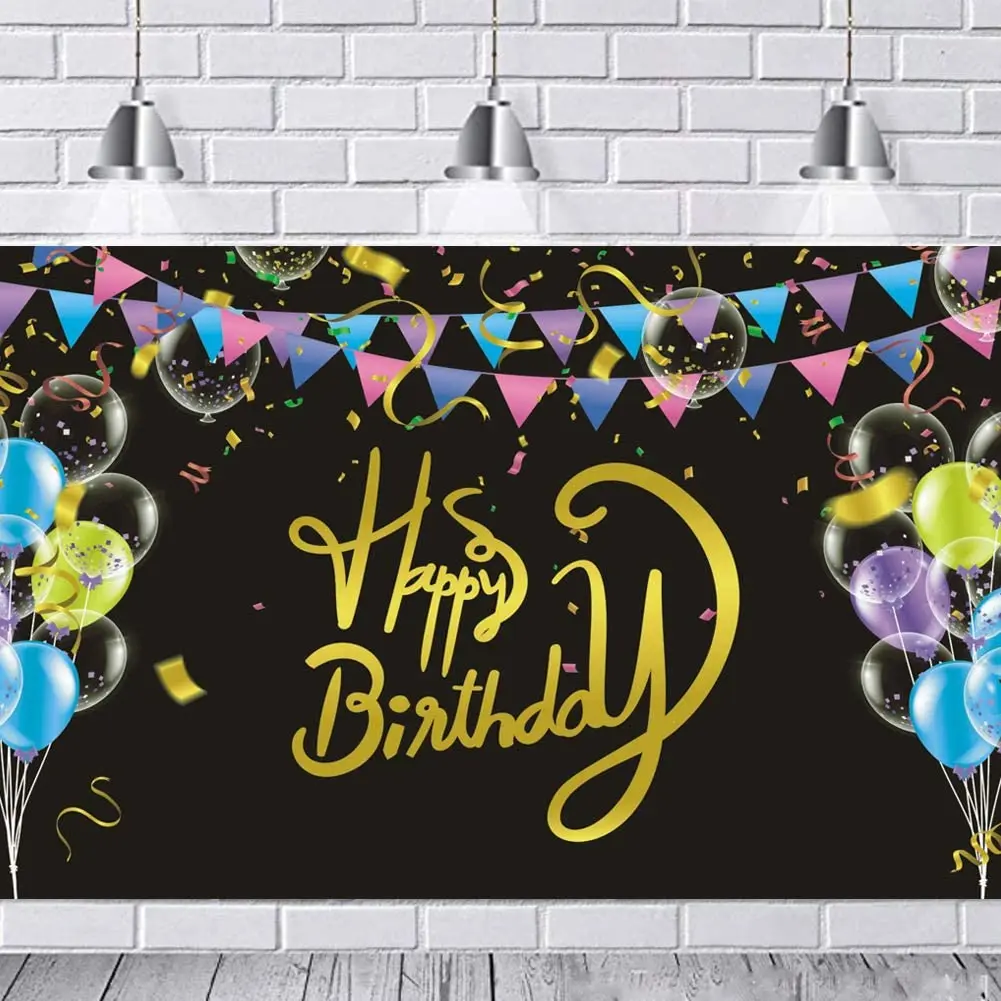 Banniere De Joyeux Anniversaire Rose Bleu Noir Argent Or Toile De Fond Pour La Decoration De Fete D Anniversaire Fournitures Buy Joyeux Anniversaire Partie Decoration Genre Indiquent La Toile De Fond Photographie Fond Product