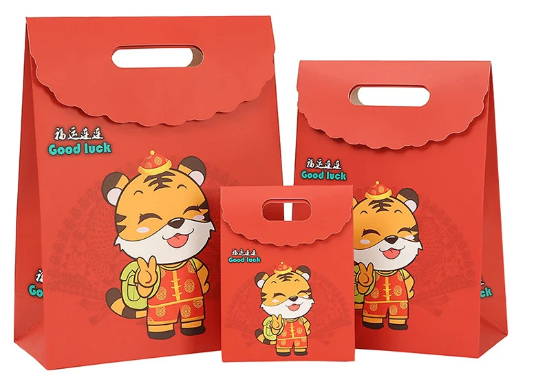 Year Of The Tiger Cartoon Gift Bag Tote Bag Packing Gift Bag - Buy Cartoon  Paper Bag,Packing Bag,Gift Bag Product on 