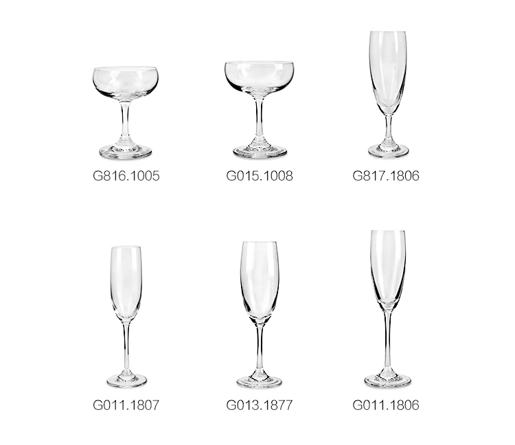 Elegant Transparent Stemware Round Flute Water Champagne Clear Glasses Crystal Goblet Glassware Set Wine Glass for Wedding