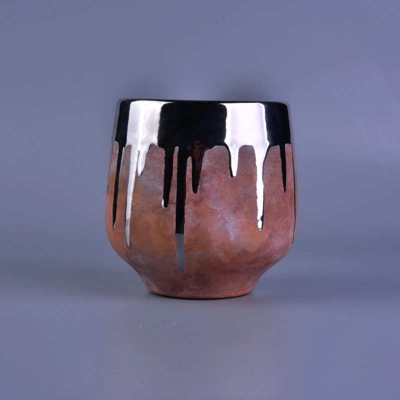 900ml Silver and Pink Stoneware Utensil Ceramic Candle Holders for Home Decoration