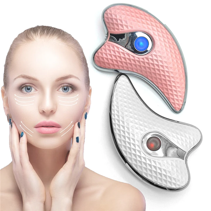 Facial Massager Microcurrent Gua Sha Scraping Plate Electric Vibrating ...