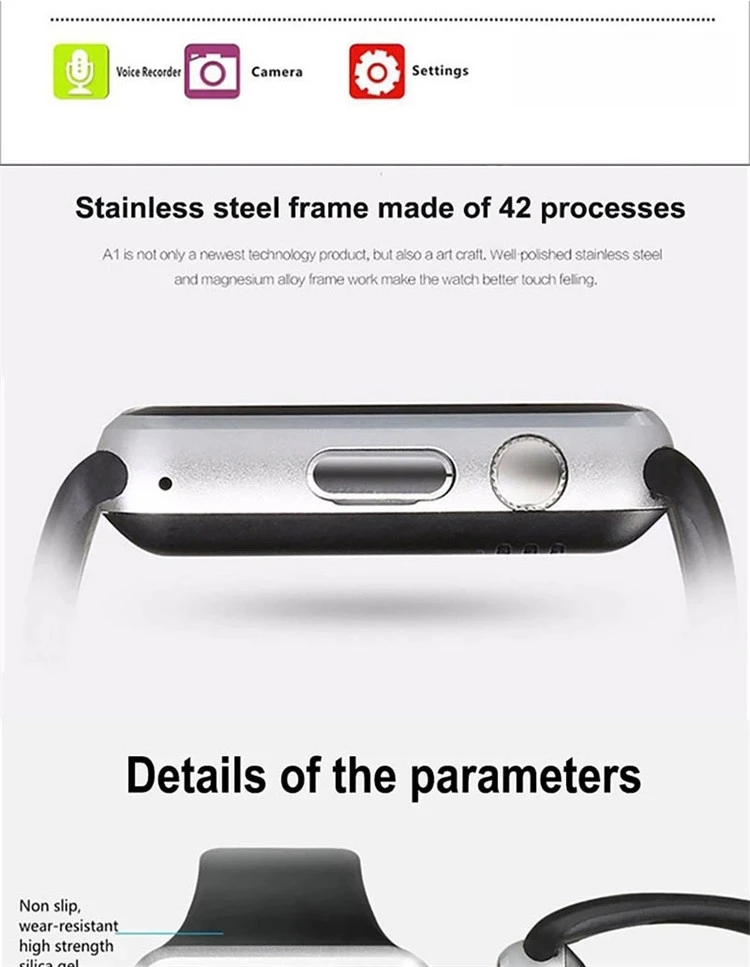 Montre connectée A1 avec téléphone portable, 1.54 pouce, meilleur marché, usine
