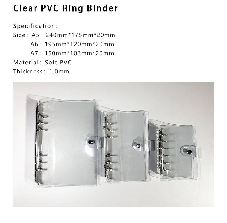Funda de PVC transparente y suave para portátil Binder Creative A6 A5/A6/A7 