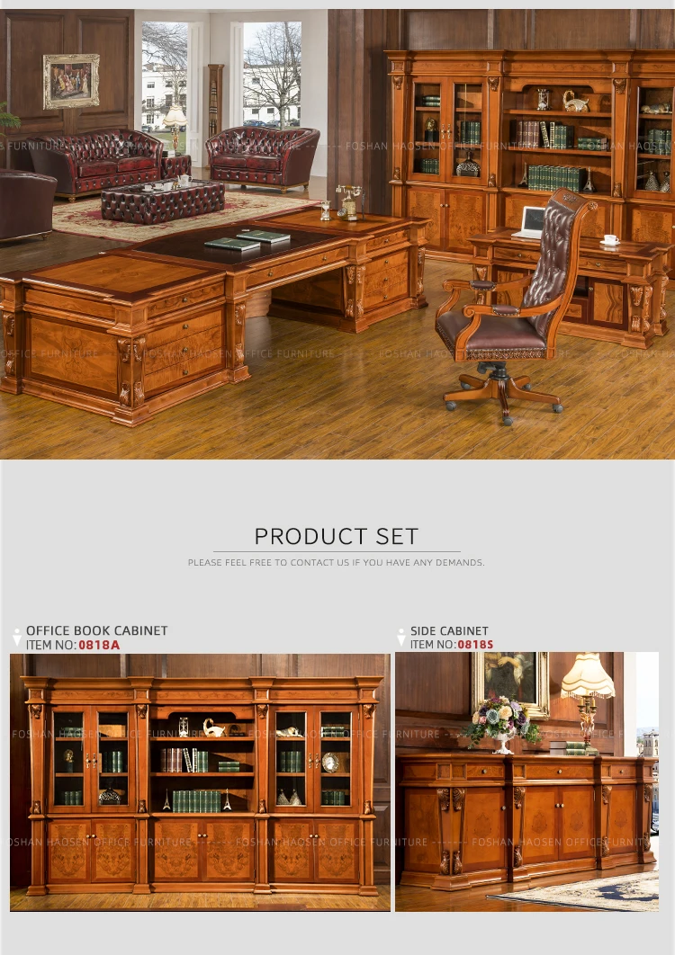 Foshan HAOSEN High Quality Government office desk table 0818 Home large writing desk set chief executive and executive director Executive desk